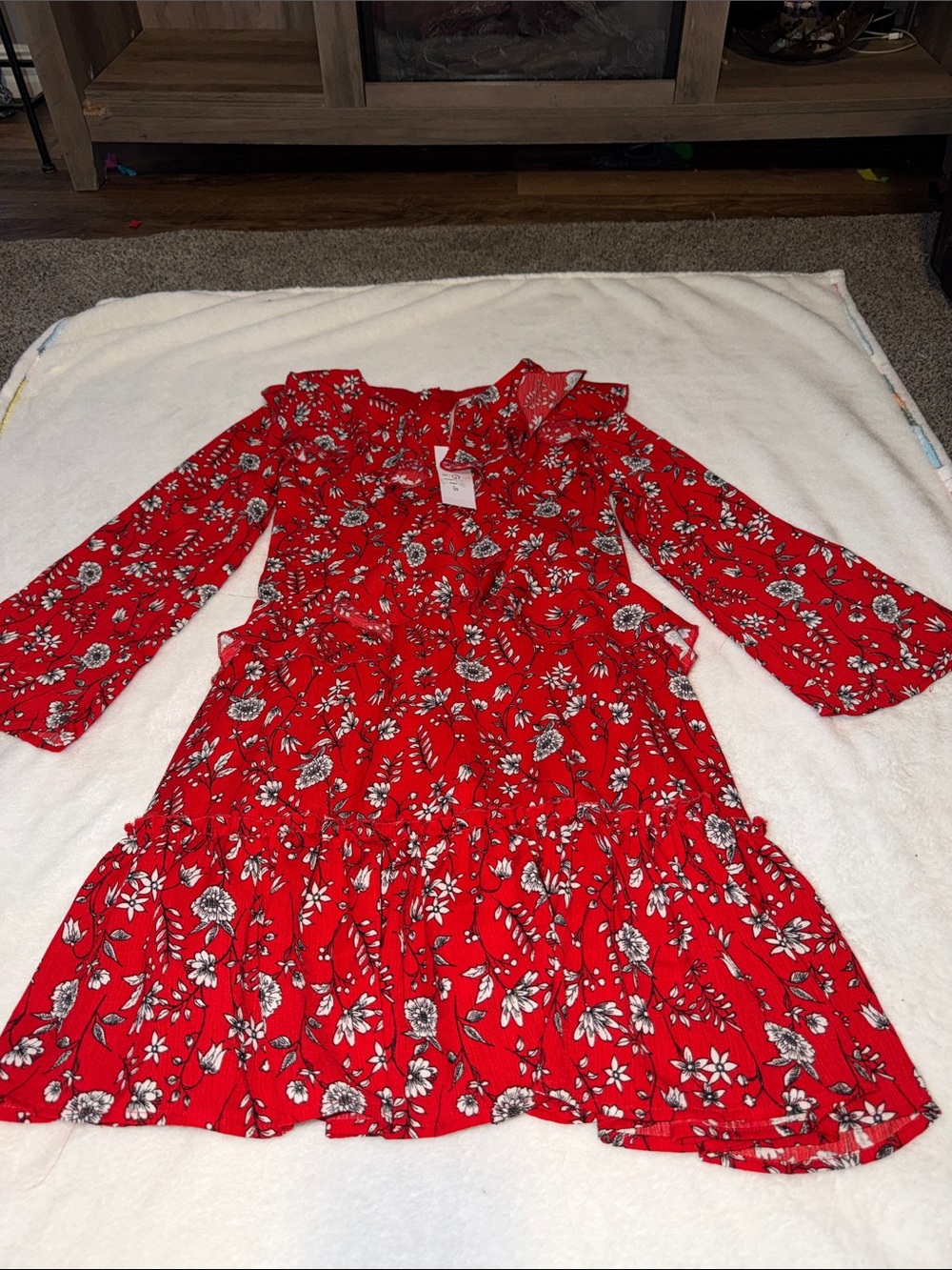 BCBGirls Red Floral Ruffle Dress